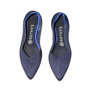Rothy's The Point Navy Knit Pointed Toe Flats Women's Size 7.5